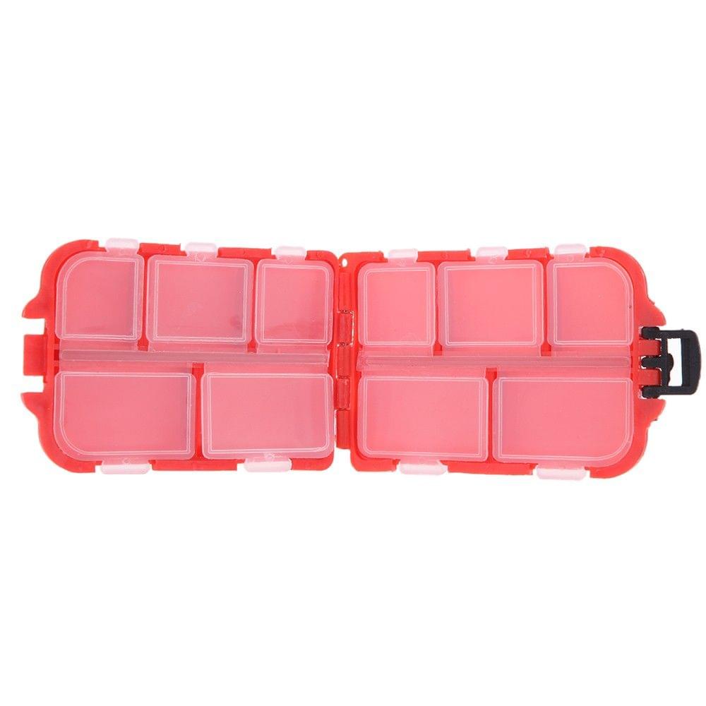 Fishing Tackle Box 10 Compartments Small Size for Fishing Hooks Swivels Beads etc Red