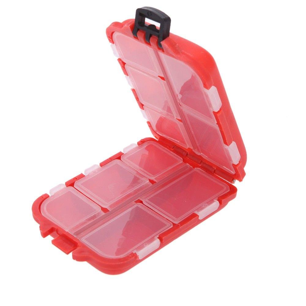 Fishing Tackle Box 10 Compartments Small Size for Fishing Hooks Swivels Beads etc Red
