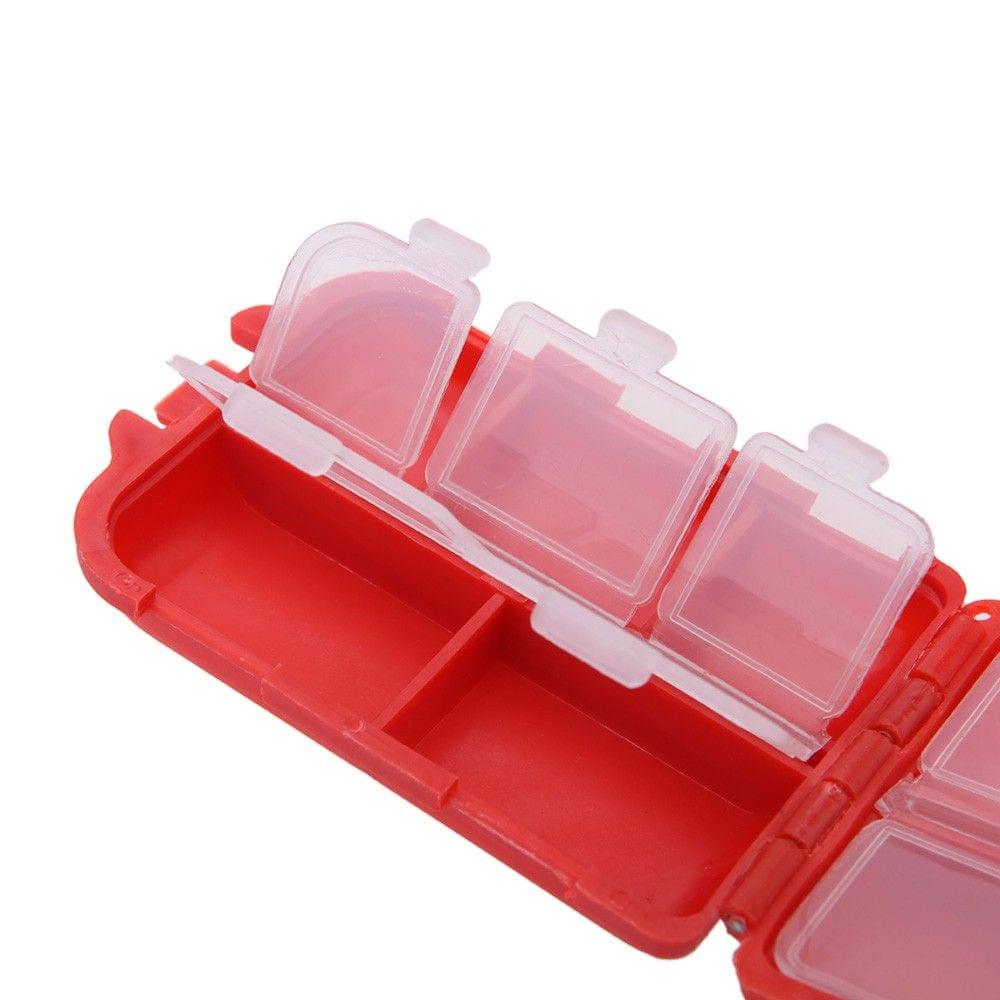 Fishing Tackle Box 10 Compartments Small Size for Fishing Hooks Swivels Beads etc Red