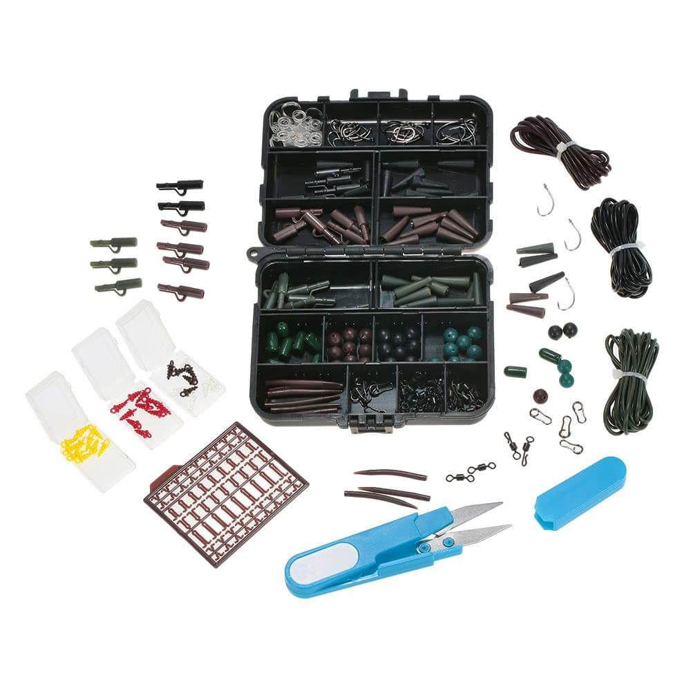 Lixada 209PC/SET Carp Fishing Tackle Box Bundle Tackle Safety Clips Barrel Swivels Hooks Block Beads Sleeves Tubes for Hair Rigs