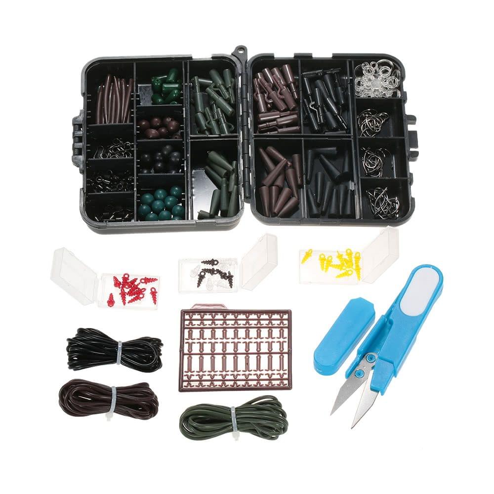 Lixada 209PC/SET Carp Fishing Tackle Box Bundle Tackle Safety Clips Barrel Swivels Hooks Block Beads Sleeves Tubes for Hair Rigs