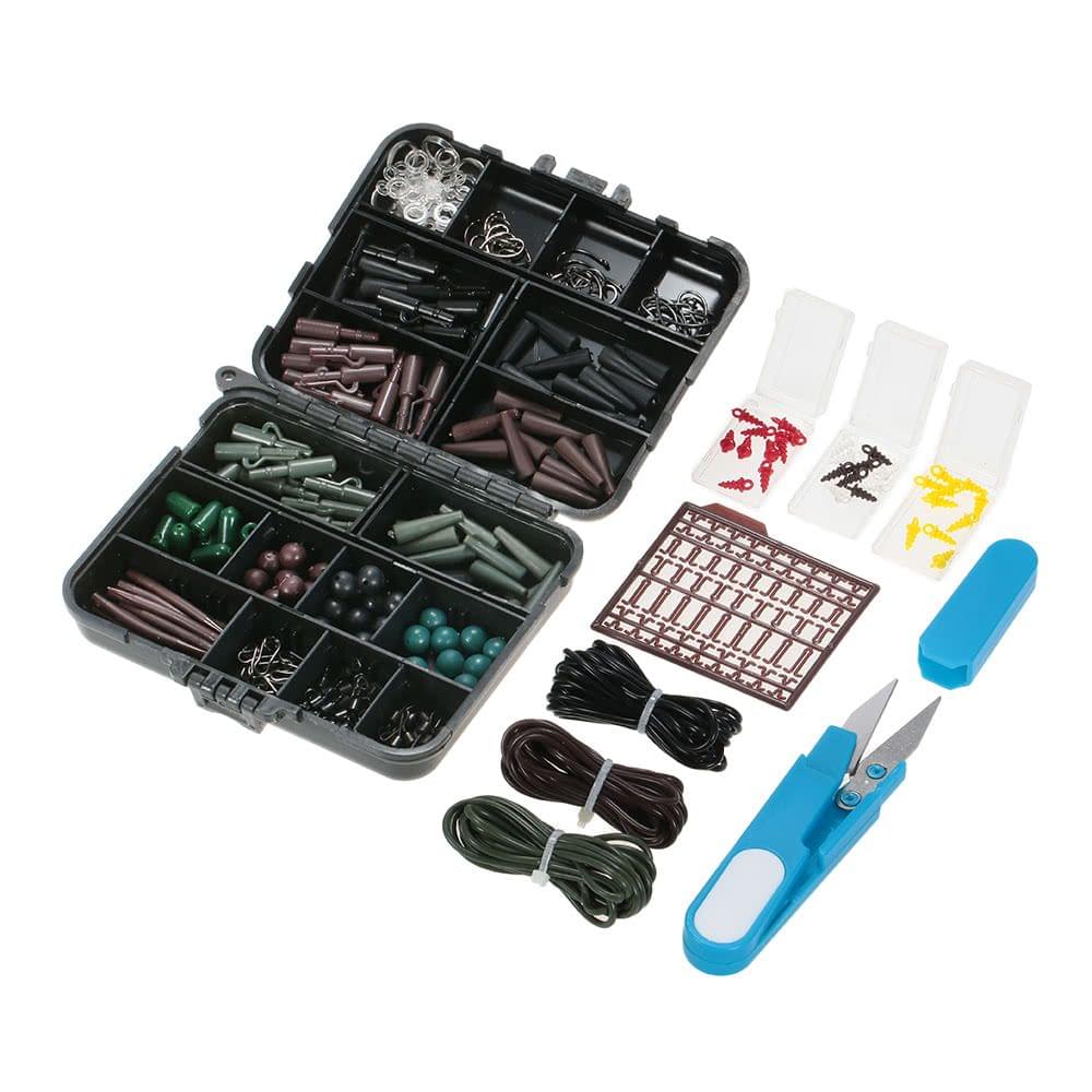Lixada 209PC/SET Carp Fishing Tackle Box Bundle Tackle Safety Clips Barrel Swivels Hooks Block Beads Sleeves Tubes for Hair Rigs