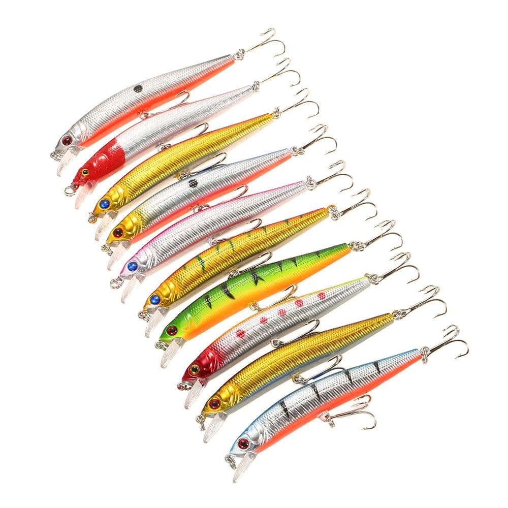 Lixada 10PCS Minnow Hooks Plastic Fishing Lures Baits Crank Bait Set Fish Lure Wobbler Hard Baits