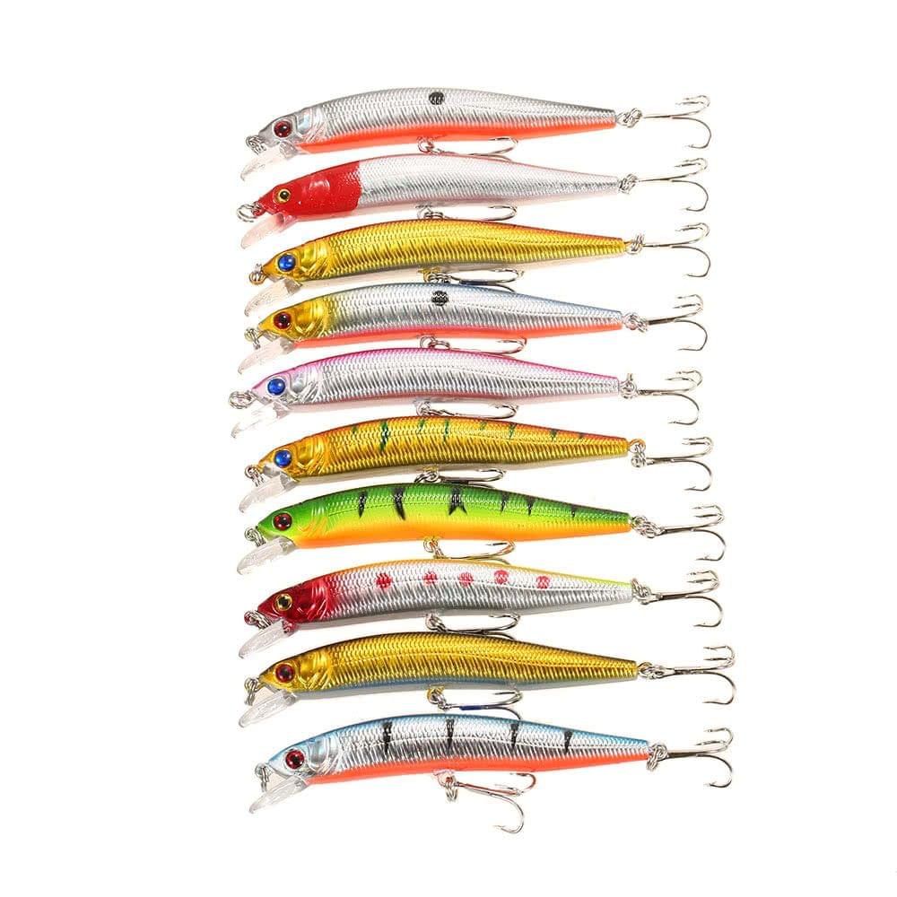 Lixada 10PCS Minnow Hooks Plastic Fishing Lures Baits Crank Bait Set Fish Lure Wobbler Hard Baits