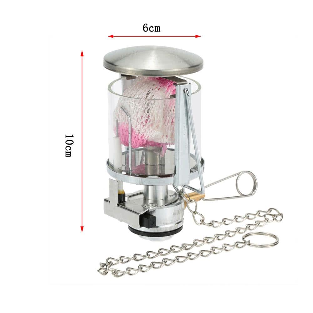 Mini Portable Camping Lantern Gas Light Tent Lamp Torch Hanging Glass Lamp Chimney with Butane as Fuel 60LUX
