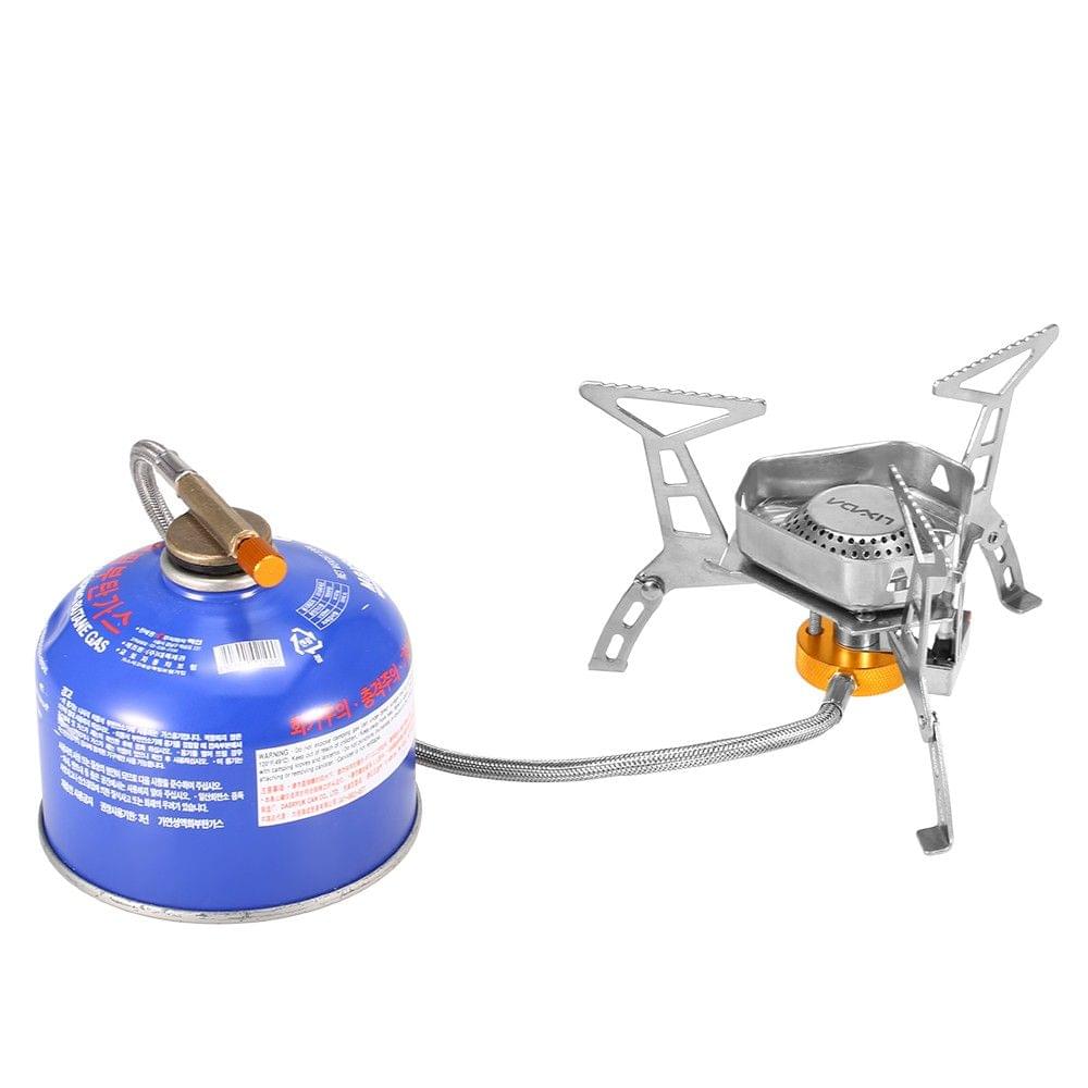 Lixada Foldable Windproof Camping Gas Stove Portable Outdoor Cooking Folding Piezo Ignition Gas Stove with Box
