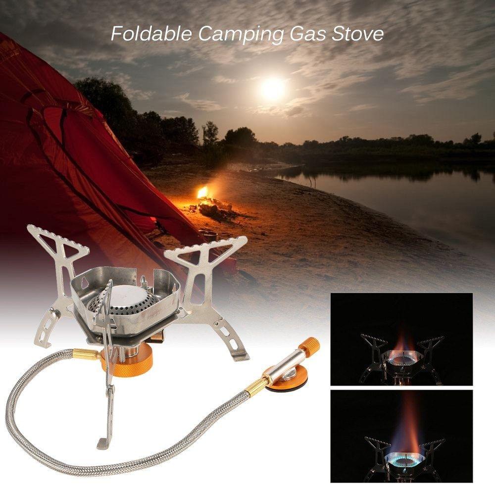 Lixada Foldable Windproof Camping Gas Stove Portable Outdoor Cooking Folding Piezo Ignition Gas Stove with Box