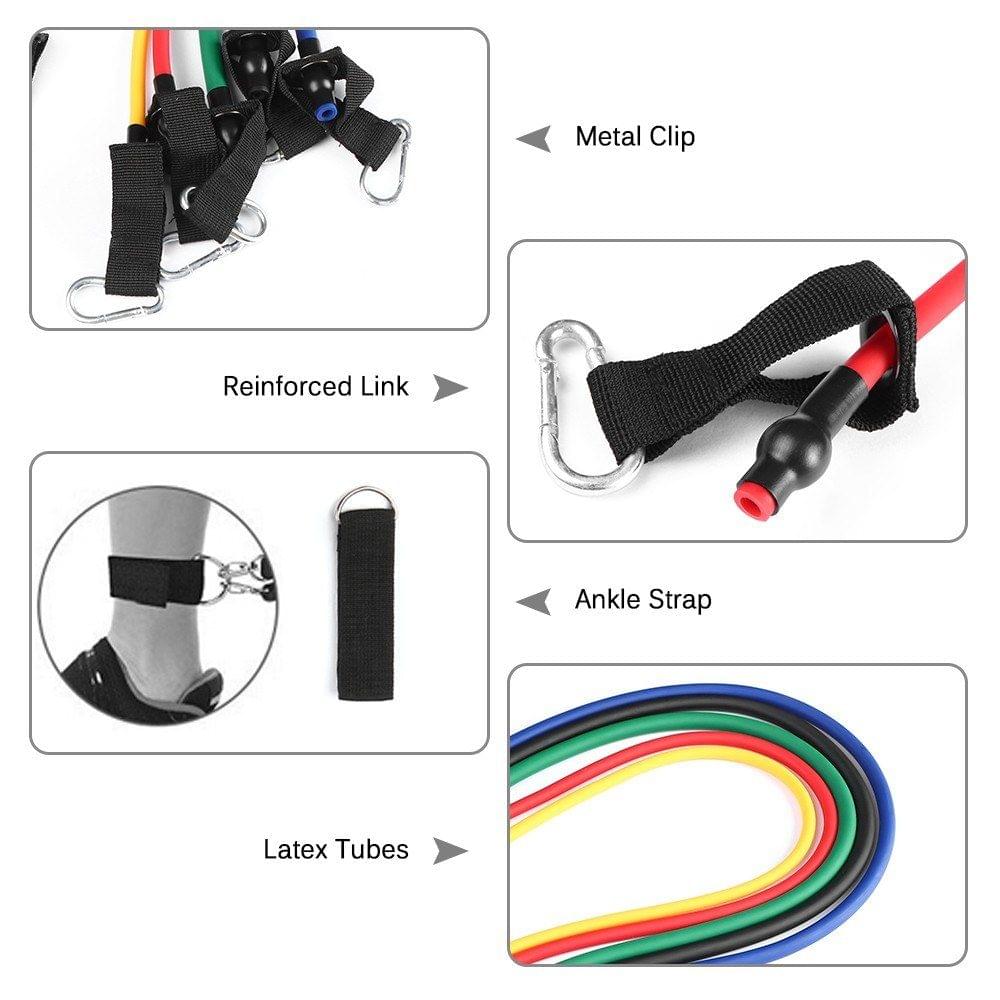 Lixada 11Pcs Resistance Bands Set Workout Fintess Exercise Tube Bands Door Anchor Ankle Straps Cushioned Handles with Carry Bags for Home Gym Travel