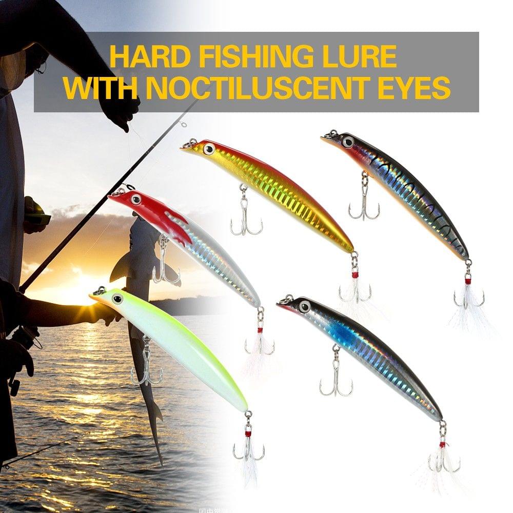10.5cm 13g Minnow Lures Artificial Hard Fishing Diver Lure Bait with Noctiluscent Eyes Treble Hooks