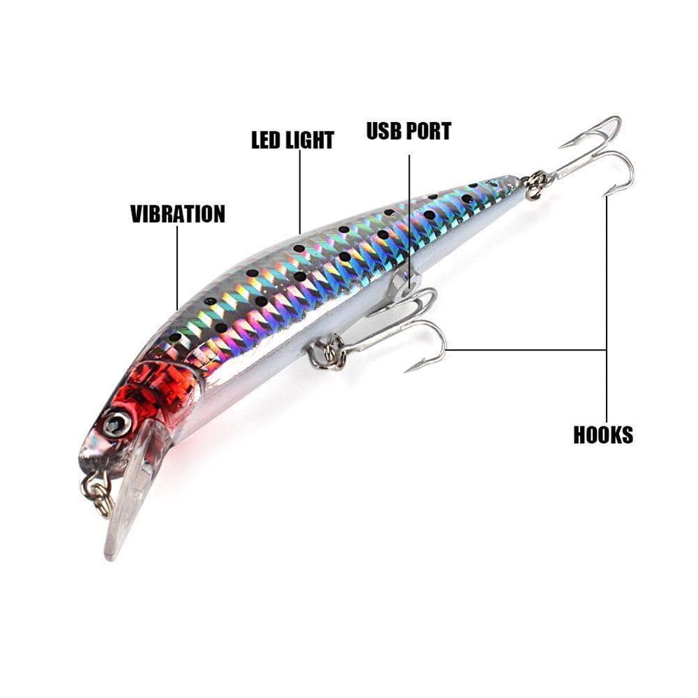 Fishing Lures Bait Electric Life-like Vibrate Fishing Lures USB Rechargeable Flashing LED Light