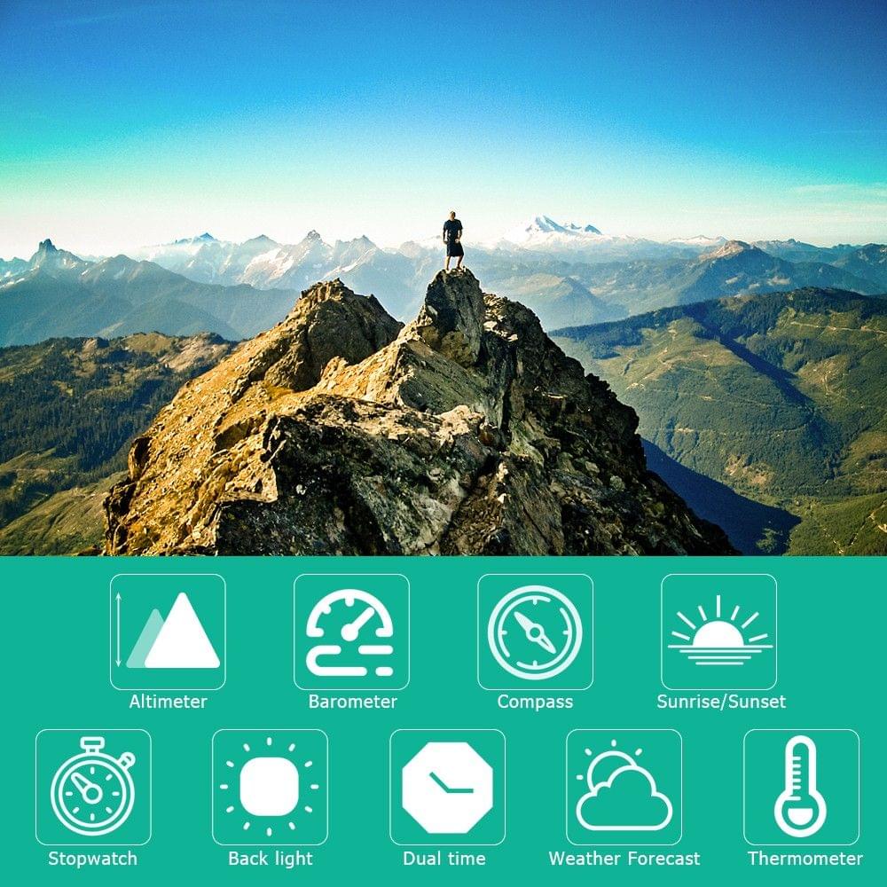 Smart Watch Altimeter Barometer Compass LED Clip Watch Sports Watches Fishing Hiking Climbing Pocket Watch