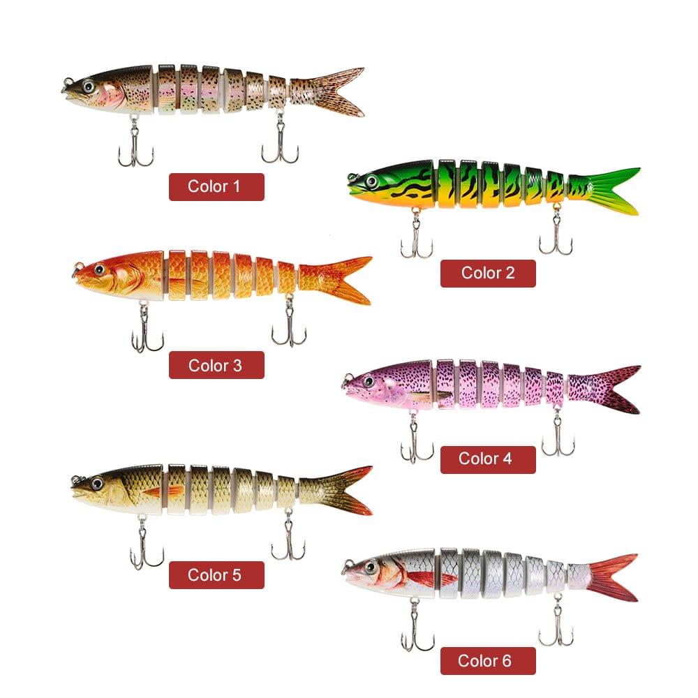 Lixada 13.5cm/20g Lifelike 8 Jointed Sections Fishing Lure Trout Swimbait Hard Bait Fish Hook Fishing Tackle