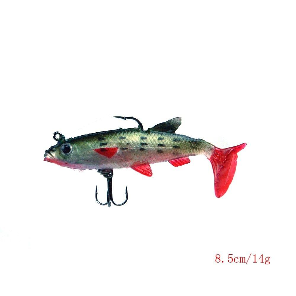 5Pcs 8.5cm 14g Soft Bait Lead Head Fish Lures Bass Fishing Tackle Sharp Hook T Tail Colourful