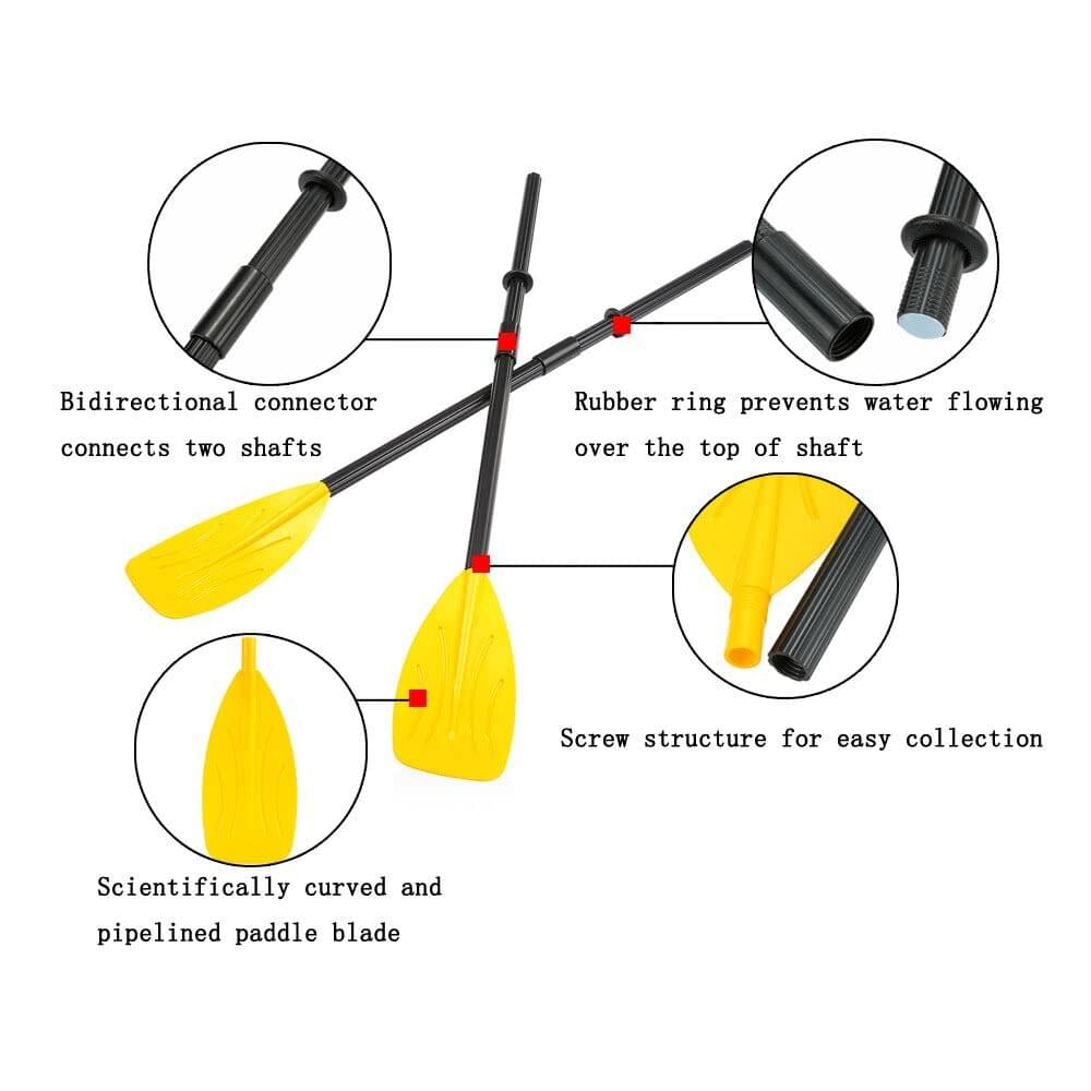 A Pair of Paddles with Split 4 Pieces Shaft 2 Connectors 2 Rubber Rings for your Rowing Boat Sea Kayak Paddles