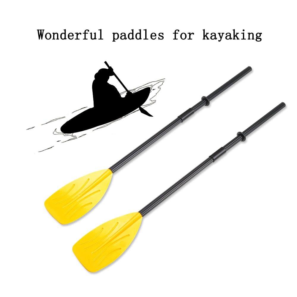 A Pair of Paddles with Split 4 Pieces Shaft 2 Connectors 2 Rubber Rings for your Rowing Boat Sea Kayak Paddles