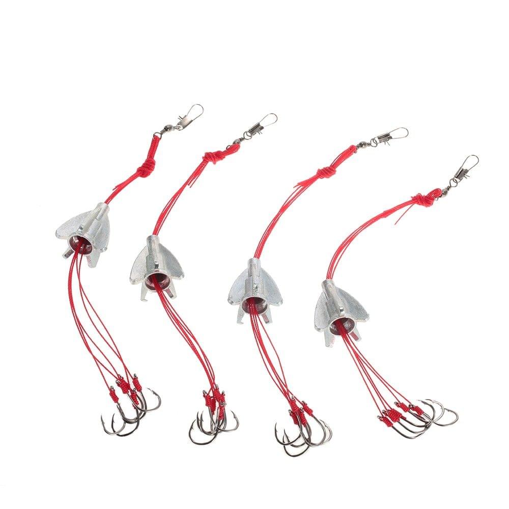 4pcs Fishing Anti-hanging 6 in 1 Carbon Steel Explosion Hooks Lake Carp Fishing Hooks with Weight 9# 10# 11# 12# 13#