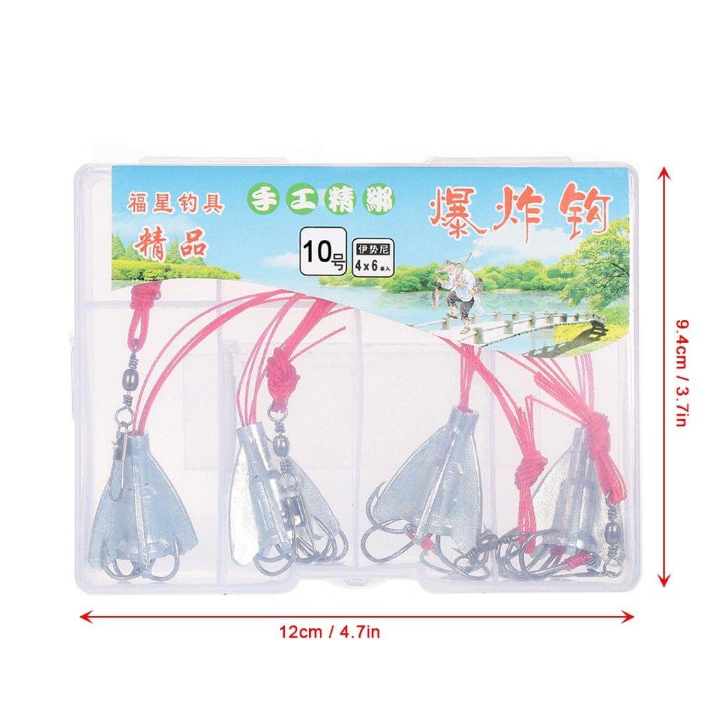 4pcs Fishing Anti-hanging 6 in 1 Carbon Steel Explosion Hooks Lake Carp Fishing Hooks with Weight 9# 10# 11# 12# 13#