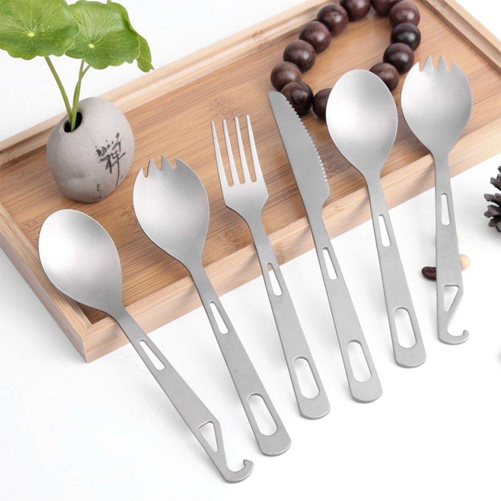 Titanium Cutlery Spoon Fork Cutter Portable Outdoor Picnic Camping Outing Lightweight Tableware