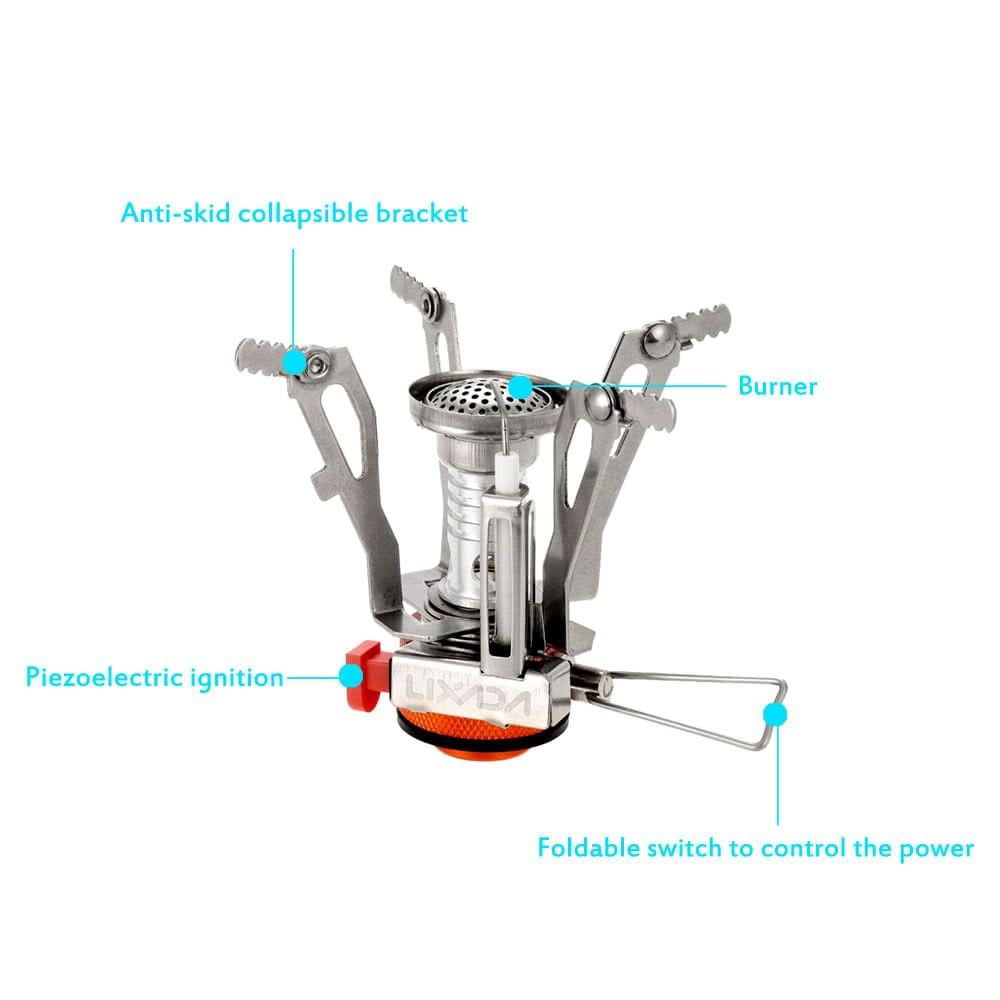 Lixada Super Lightweight Mini Pocket Outdoor Cooking Burner Folding Camping Gas Stove 3000W