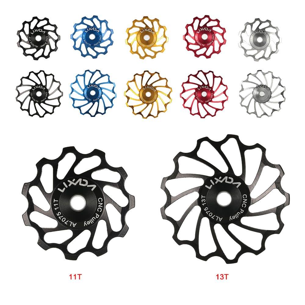 Lixada MTB Road Bike Ceramic Pulley 7075 Aluminum Alloy Rear Derailleur 11T Guide Cycling Ceramics Bearing Jockey Wheel