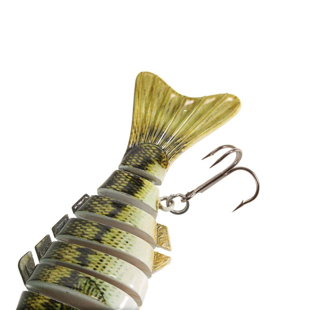 Lixada 10cm/4" 15.5g Bionic Multi Jointed Fishing Lure SUN-FISH Lifelike Hard Bait Bass Yellow Perch Walleye Pike Muskie Roach Trout Swimbait