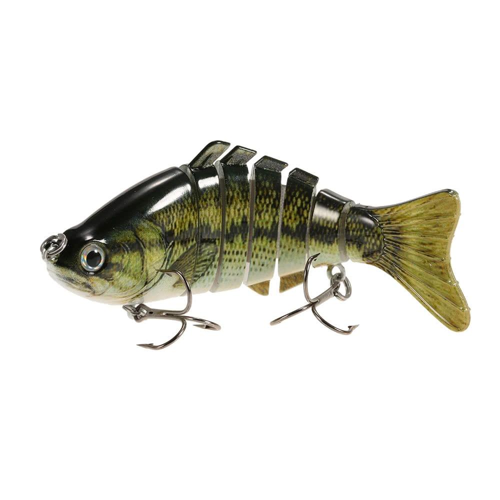 Lixada 10cm/4" 15.5g Bionic Multi Jointed Fishing Lure SUN-FISH Lifelike Hard Bait Bass Yellow Perch Walleye Pike Muskie Roach Trout Swimbait
