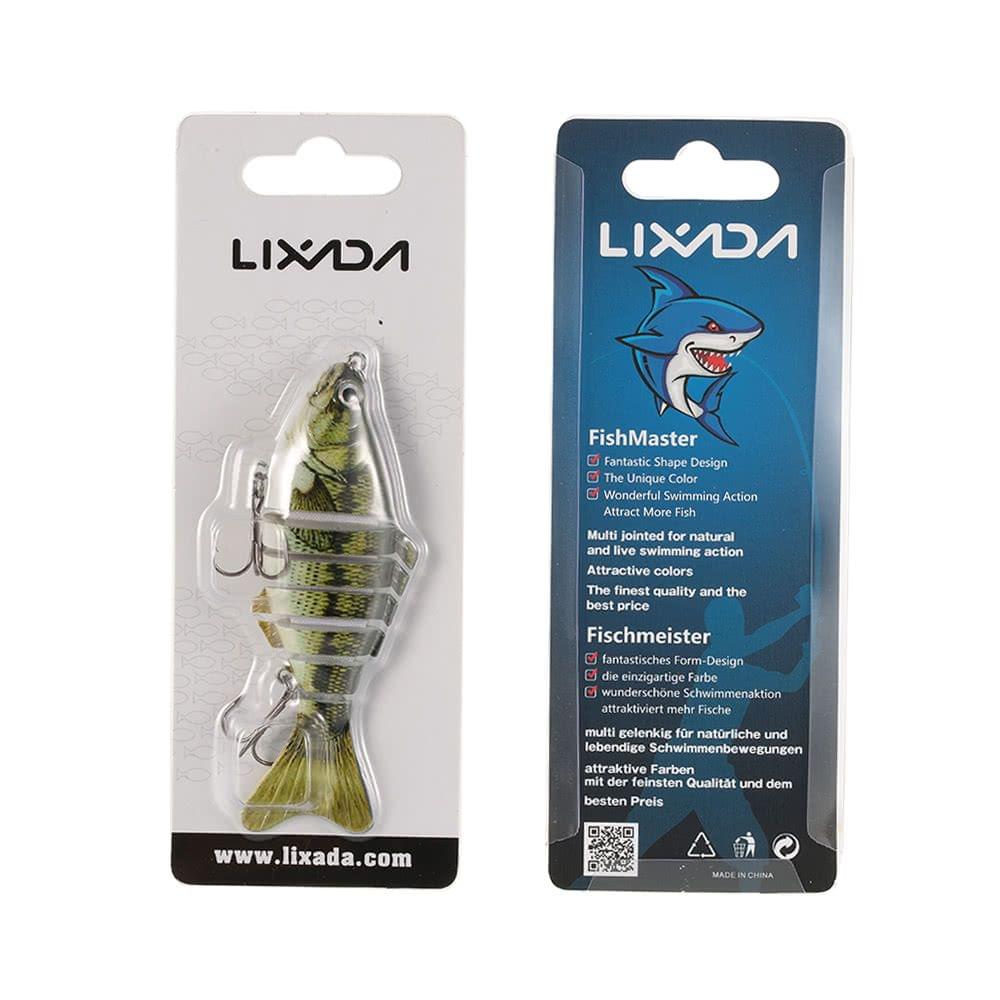 Lixada 10cm/4" 15.5g Bionic Multi Jointed Fishing Lure SUN-FISH Lifelike Hard Bait Bass Yellow Perch Walleye Pike Muskie Roach Trout Swimbait