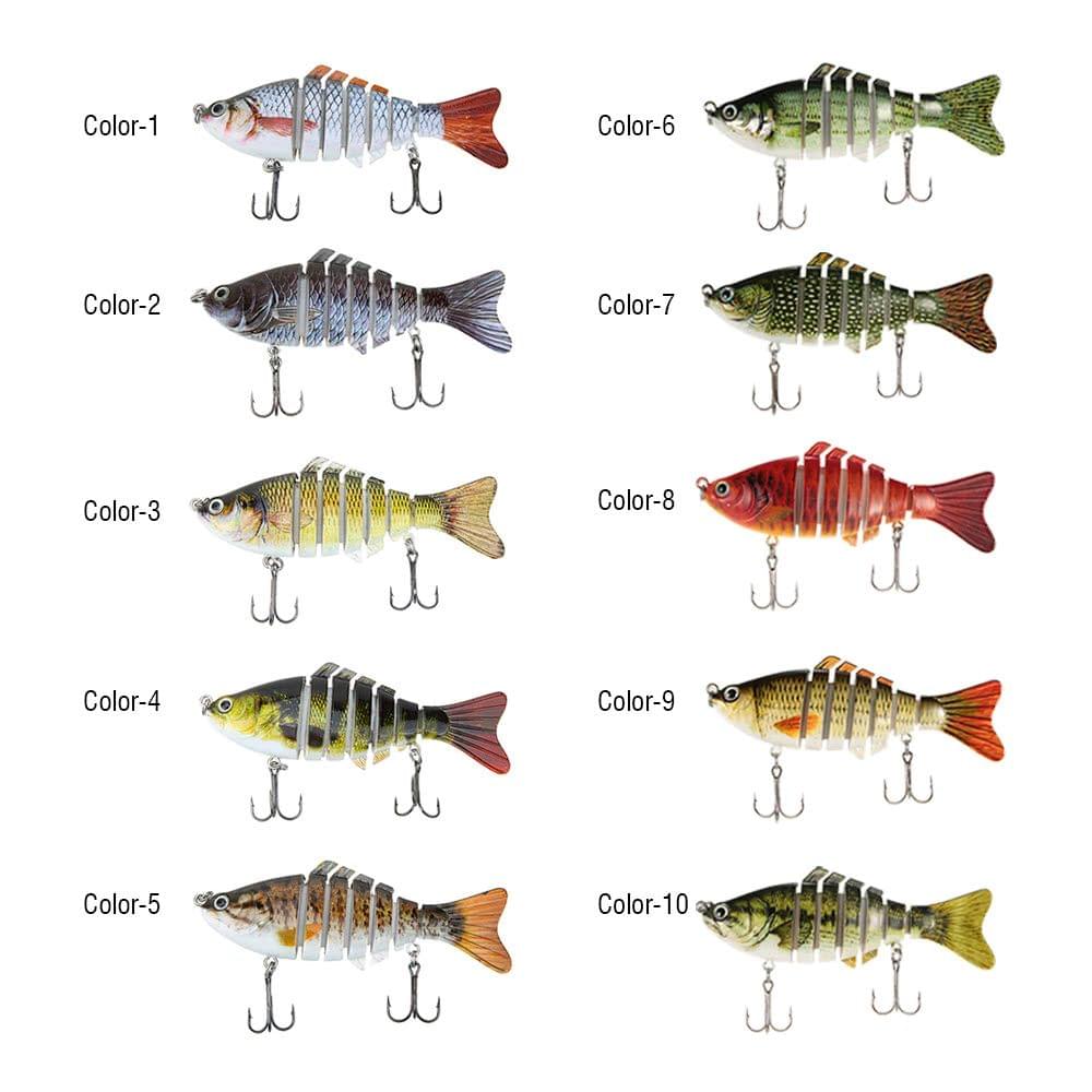 Lixada 10cm/4" 15.5g Bionic Multi Jointed Fishing Lure SUN-FISH Lifelike Hard Bait Bass Yellow Perch Walleye Pike Muskie Roach Trout Swimbait