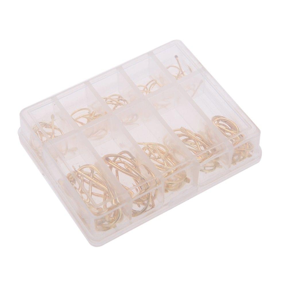 Golden 100PCS 10 Size Fishing Hooks Sharpened Fishing Needle With Box