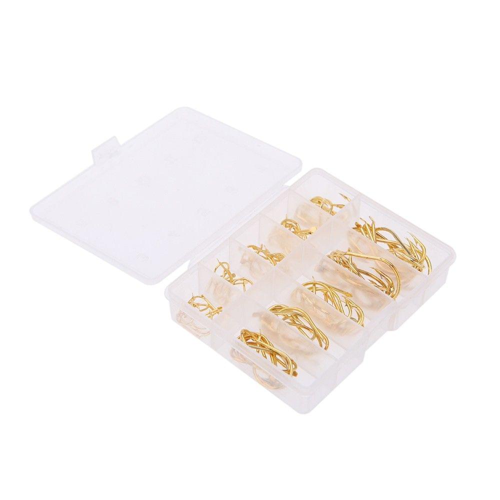 Golden 100PCS 10 Size Fishing Hooks Sharpened Fishing Needle With Box