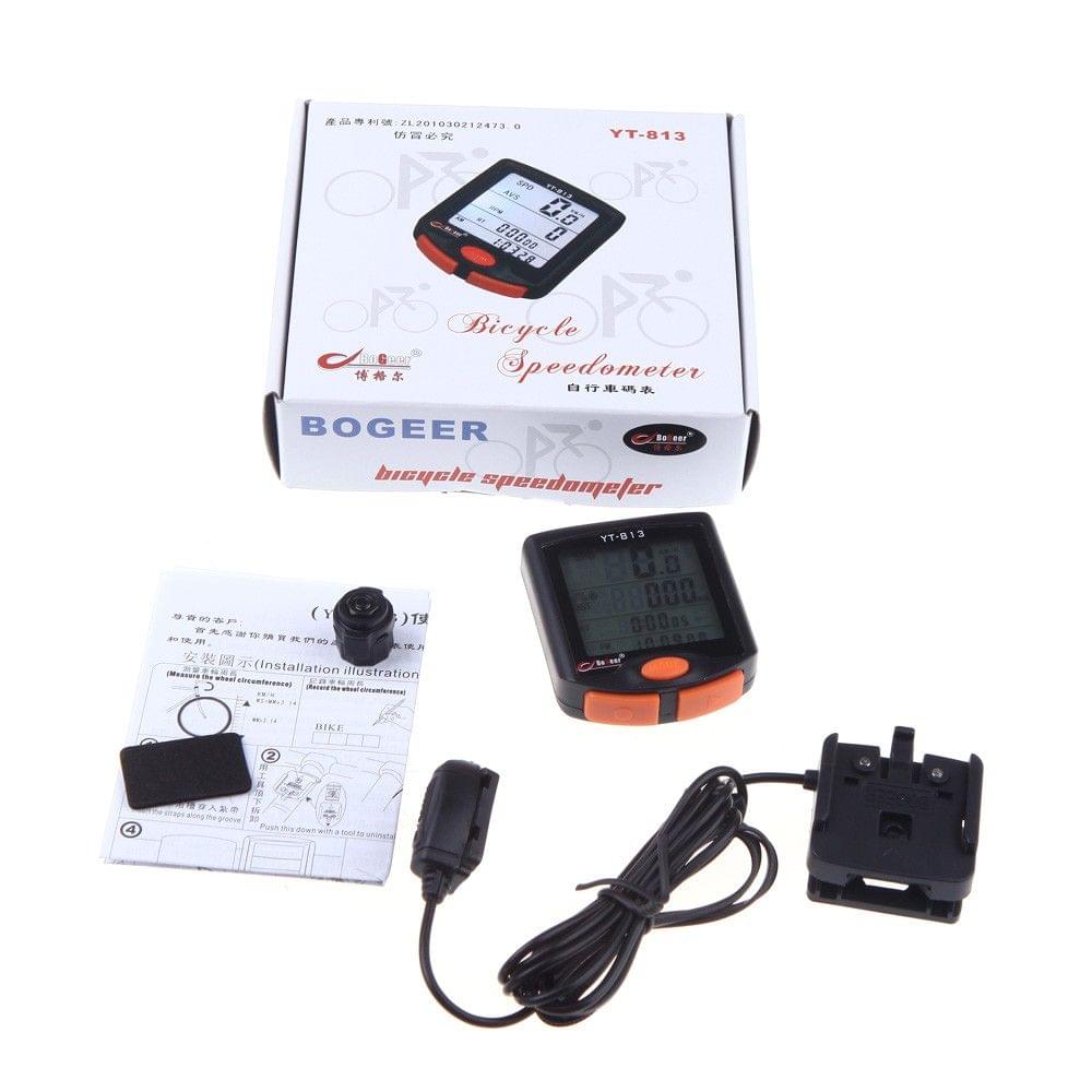 BoGeer YT-813 Imported Sensors LCD Backlit Bicycle Speedometer Odometer Computer Rainproof