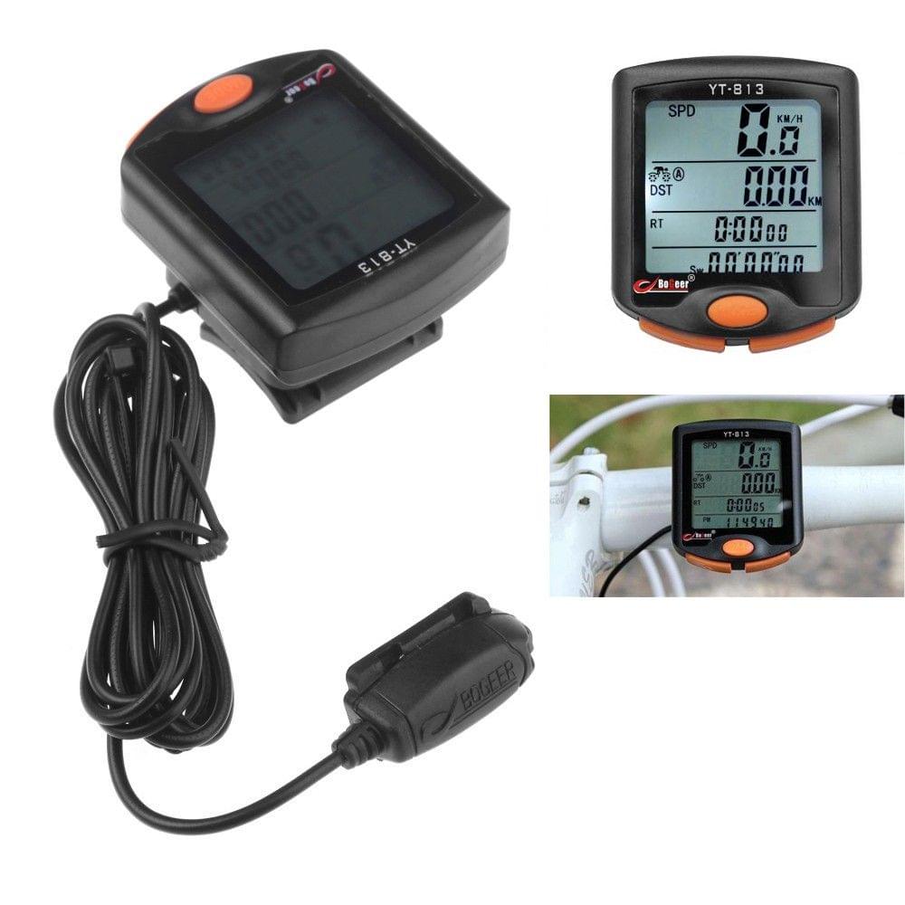 BoGeer YT-813 Imported Sensors LCD Backlit Bicycle Speedometer Odometer Computer Rainproof