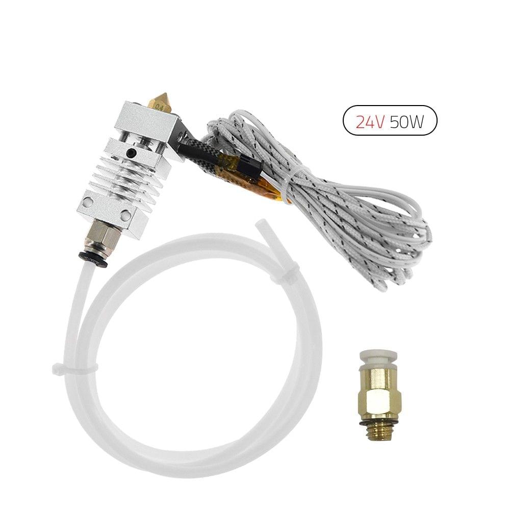 Metal Hotend Extruder Cable Kit with 0.4mm Brass Nozzle Print Head Aluminum Heating Block Thermal Heat Break Throat Teflon Tube 1.75mm Filament Size for CR-10 3D Printer