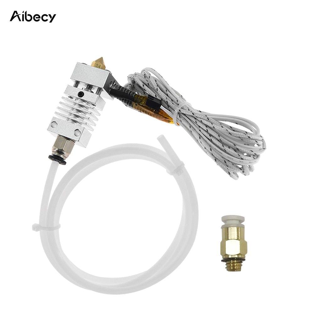 Metal Hotend Extruder Cable Kit with 0.4mm Brass Nozzle Print Head Aluminum Heating Block Thermal Heat Break Throat Teflon Tube 1.75mm Filament Size for CR-10 3D Printer