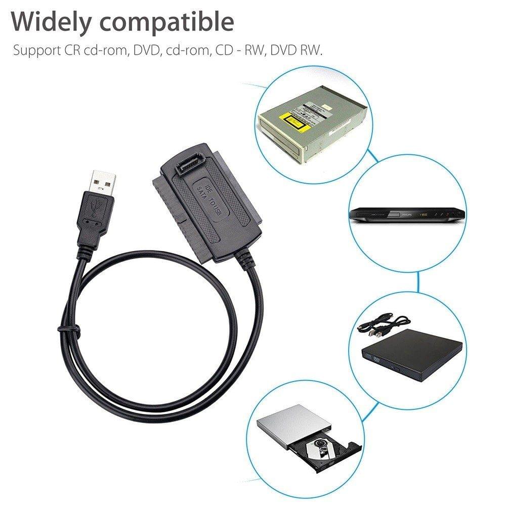 SATA/PATA/IDE Drive to USB 2.0 Adapter Converter Cable Hot-Swap Plug and Play for 2.5''/3.5'' HDD Hard Drive Disk