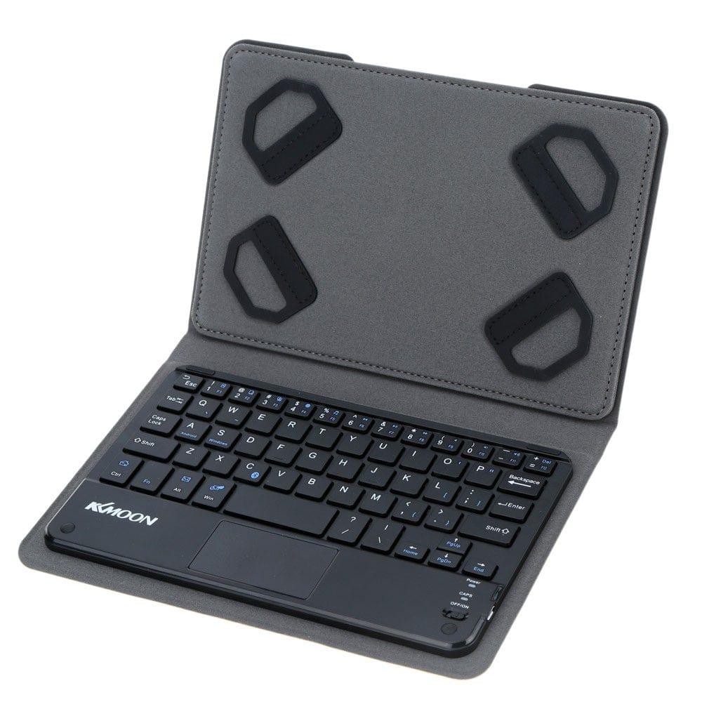 KKmoon 59 Keys Ultra Slim Thin Mini Touch Pad BT Keyboard with Foldable Magnetic Leather Case for Android Windows PC Tablet Smartphone