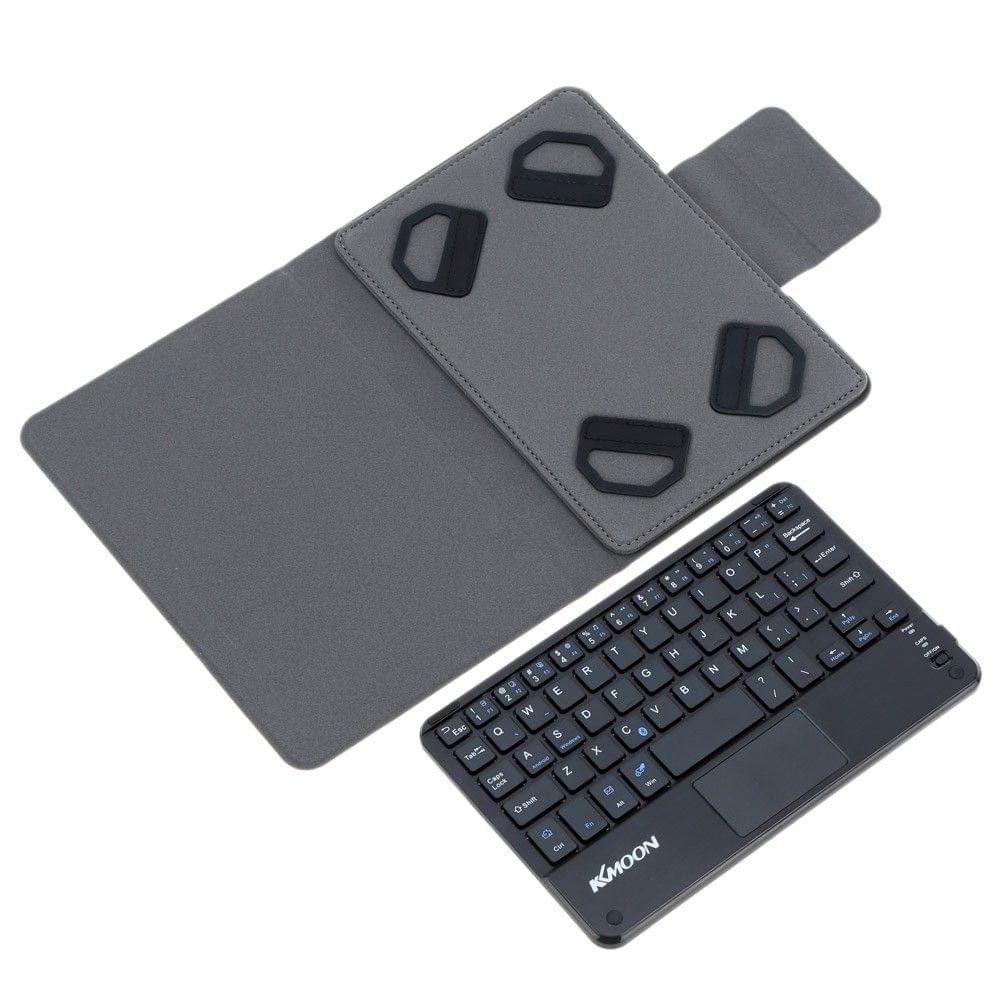 KKmoon 59 Keys Ultra Slim Thin Mini Touch Pad BT Keyboard with Foldable Magnetic Leather Case for Android Windows PC Tablet Smartphone