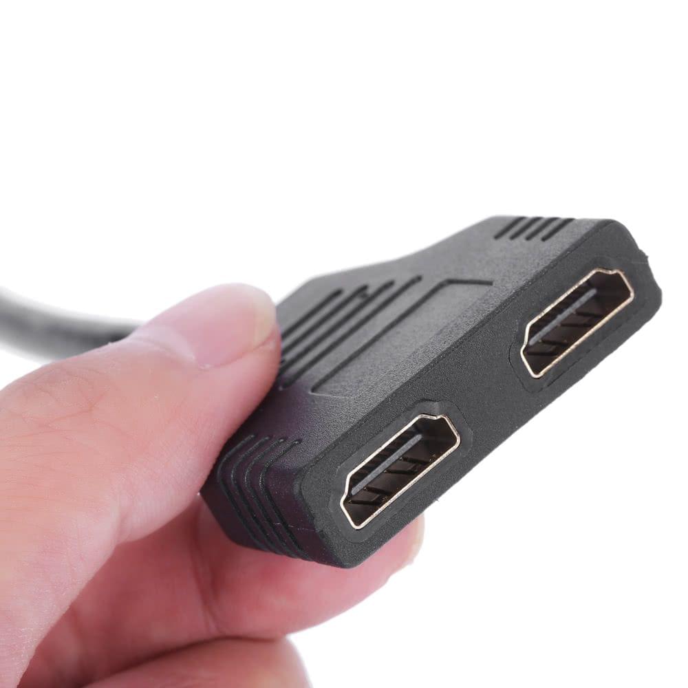 HD 1080P Male to 2 HD Female Ports 1 In 2 Out Splitter Black Cable Adapter Converter