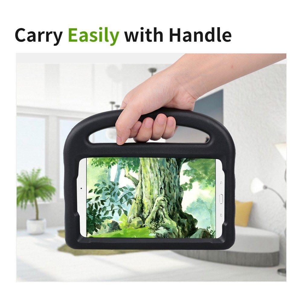 Protective EVA Case for Samsung 7inch Tab Silicone Shockproof Handle Case Screen Protector for Kids (Black)