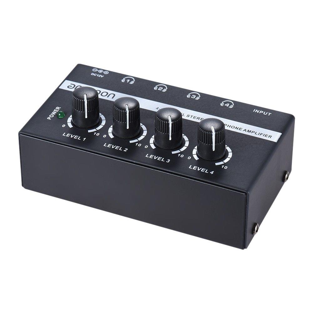 Uniqkart HA400 Ultra-compact 4 Channels Mini Audio Stereo Headphone Amplifier with Power Adapter