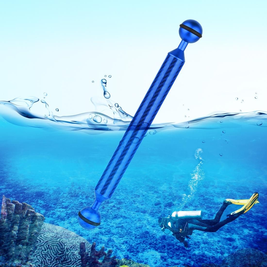 PULUZ 9 inch 22.8cm Length 20.8mm Diameter Dual Balls Carbon Fiber Floating Arm, Ball Diameter: 25mm (Blue)