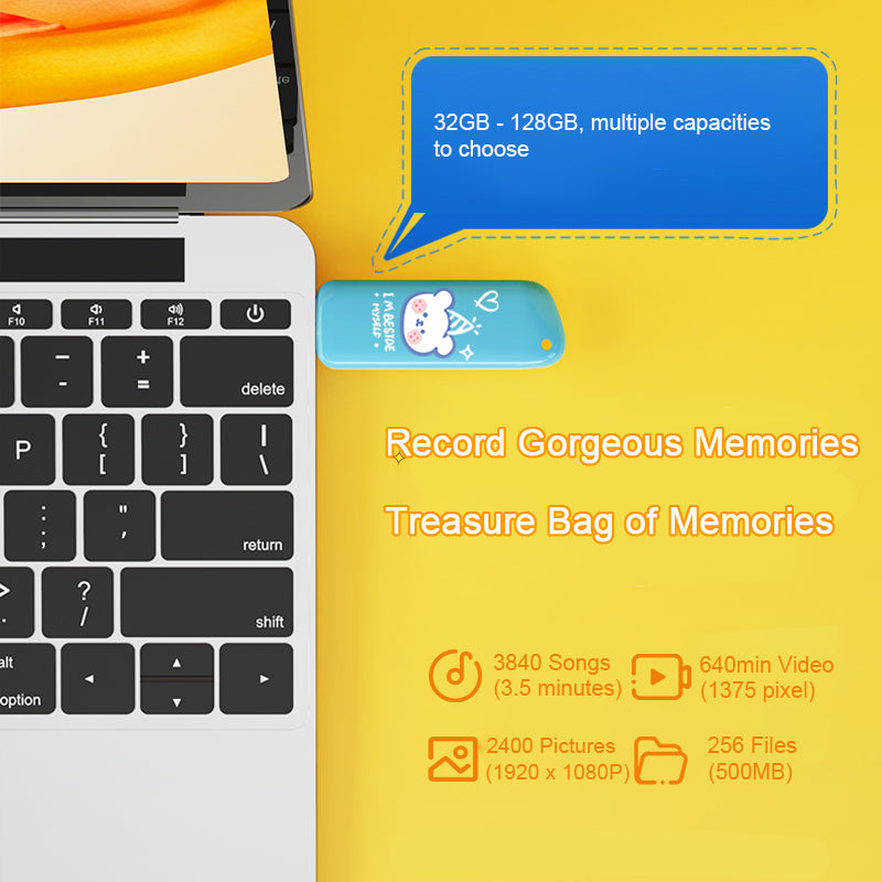 Eaget F66 128G U Disk High-Speed 120MB/S Data Transfer USB3.0 Flash Drive Cartoon Painted Memory Stick - White