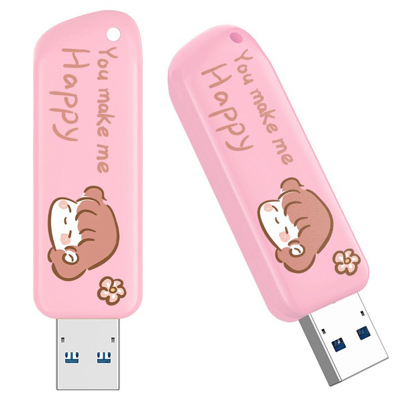 Eaget F66 128G U Disk High-Speed 120MB/S Data Transfer USB3.0 Flash Drive Cartoon Painted Memory Stick - Pink