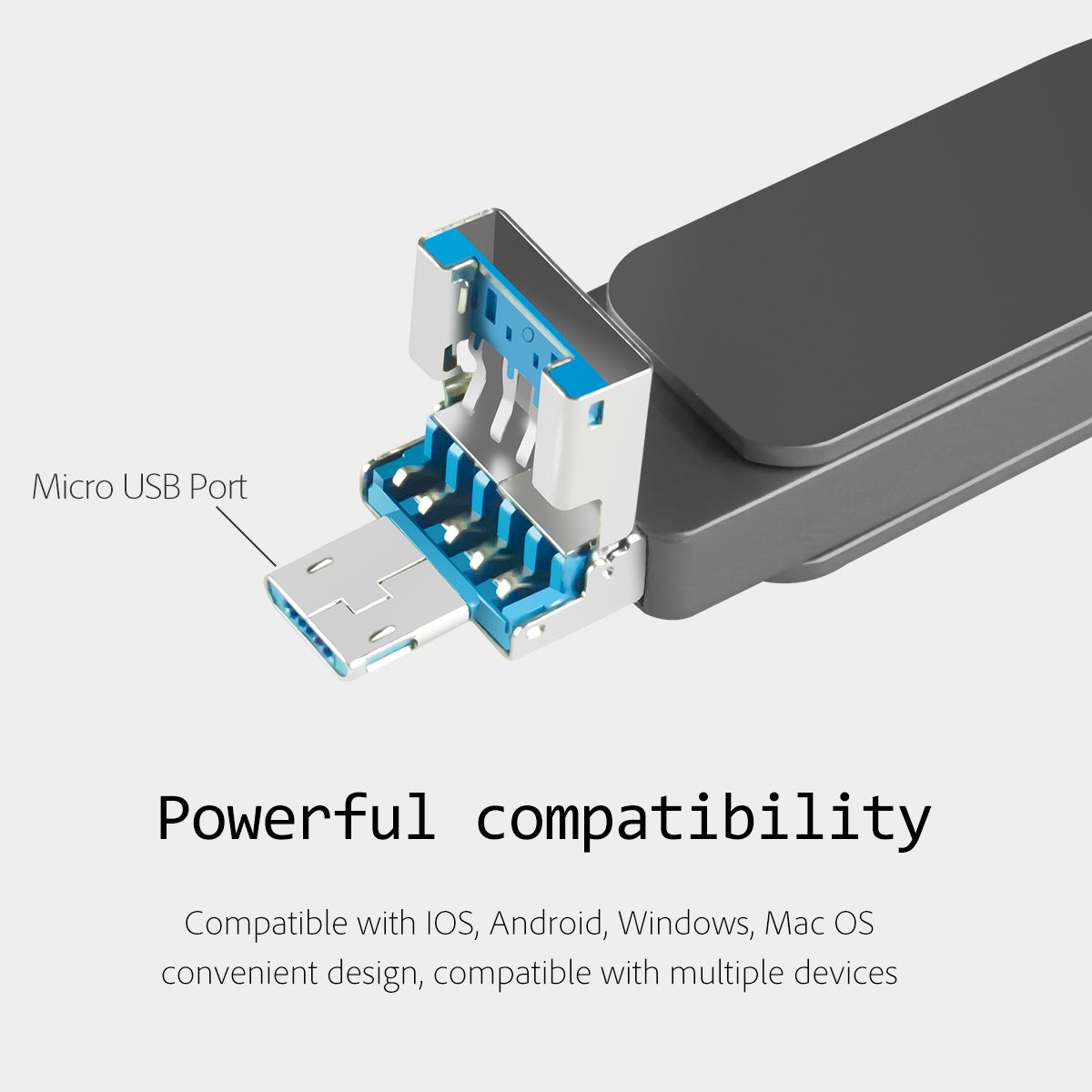 Uniqkart R-PK004 128GB Plug and Play Memory Stick 3 in 1 Lightning/Micro USB/USB 3.0 Flash Drive OTG U Disk - Silver