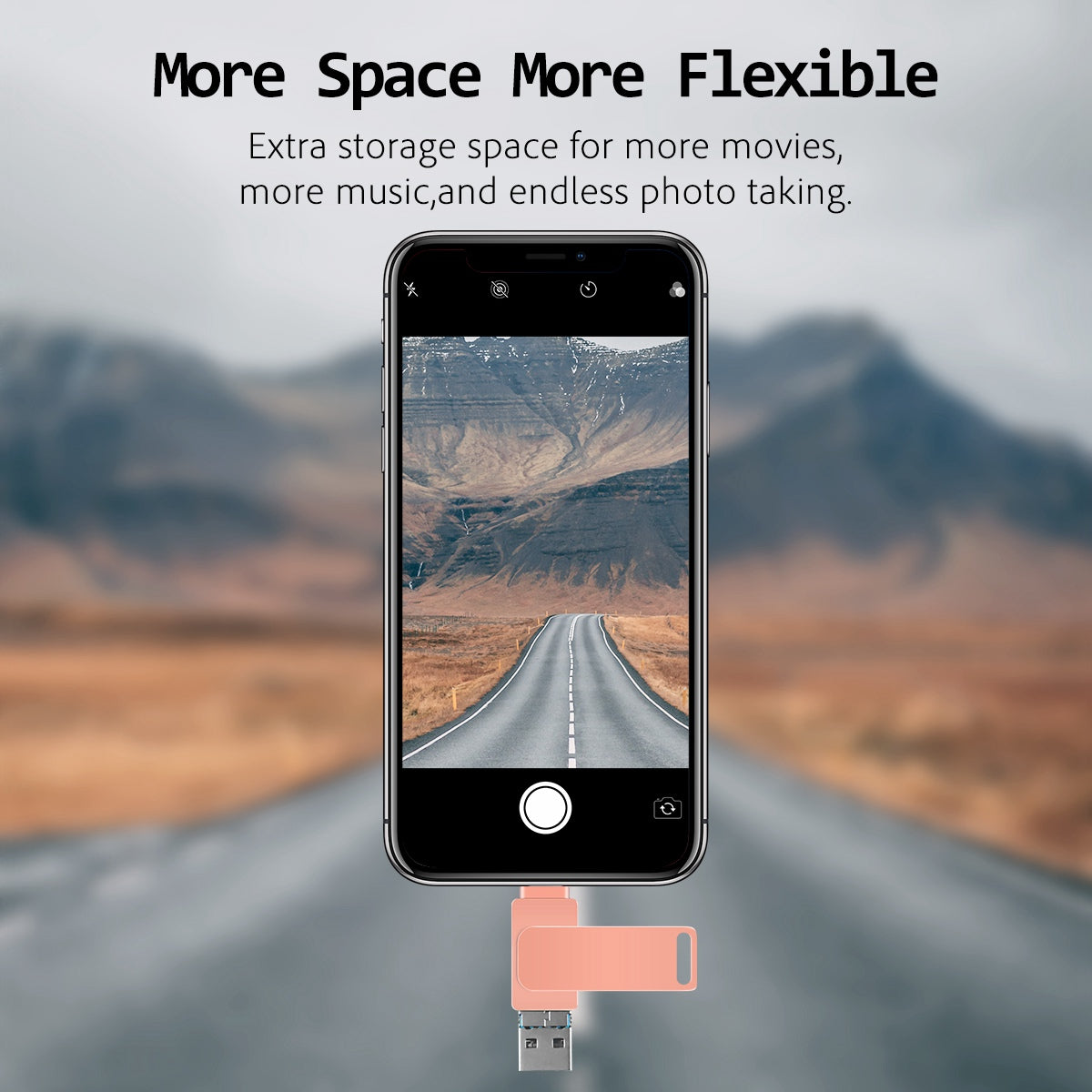 Uniqkart R-PK004 64GB Memory Stick 3 in 1 Lightning/Micro USB/USB 3.0 High Speed Flash Drive OTG U Disk - Pink