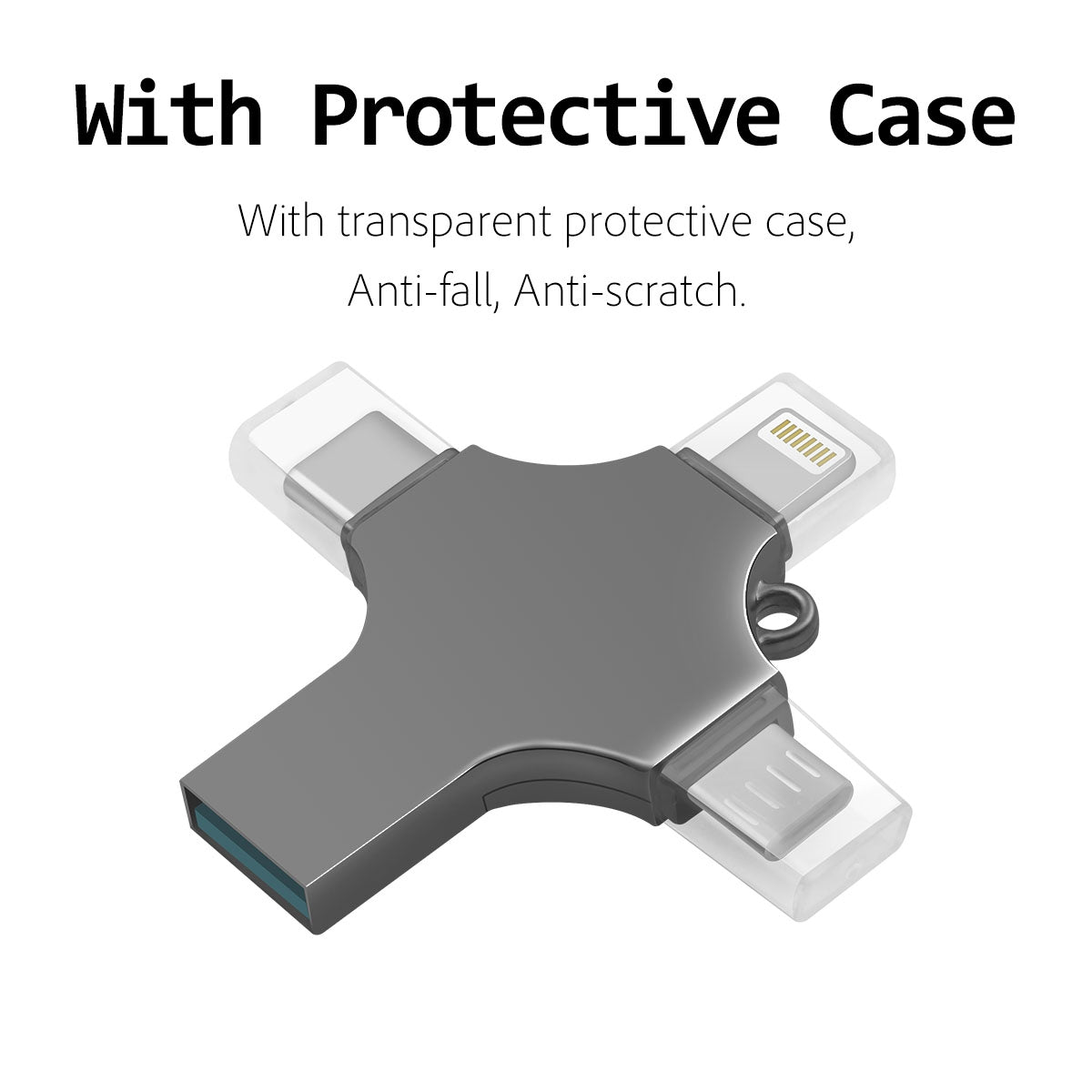 RICHWELL R-SZPM 64G 4-in-1 USB Flash Drive Phone Adapter Thumb Memory Drive for Cell Phones and Computer - Black