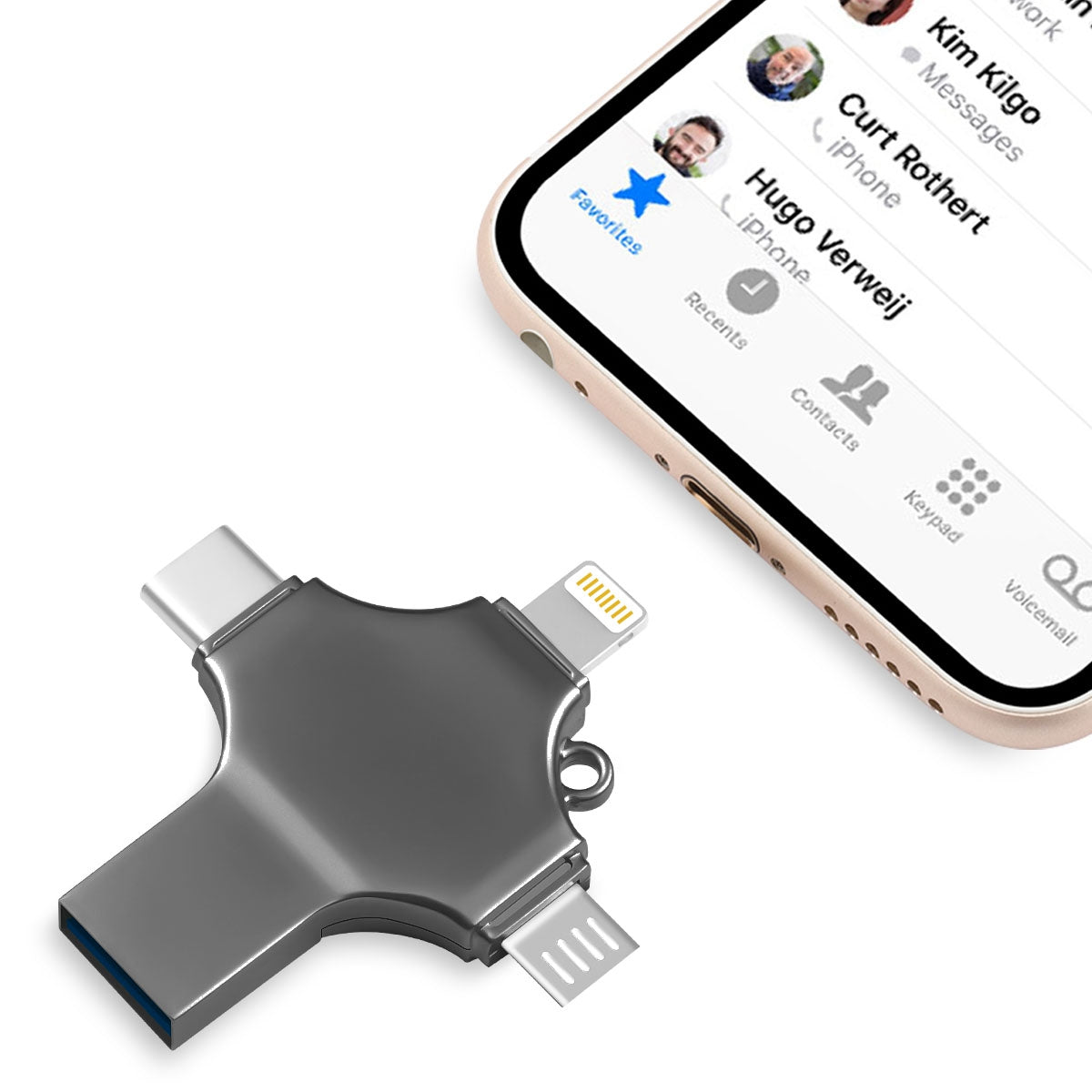 RICHWELL R-SZPM 64G 4-in-1 USB Flash Drive Phone Adapter Thumb Memory Drive for Cell Phones and Computer - Black