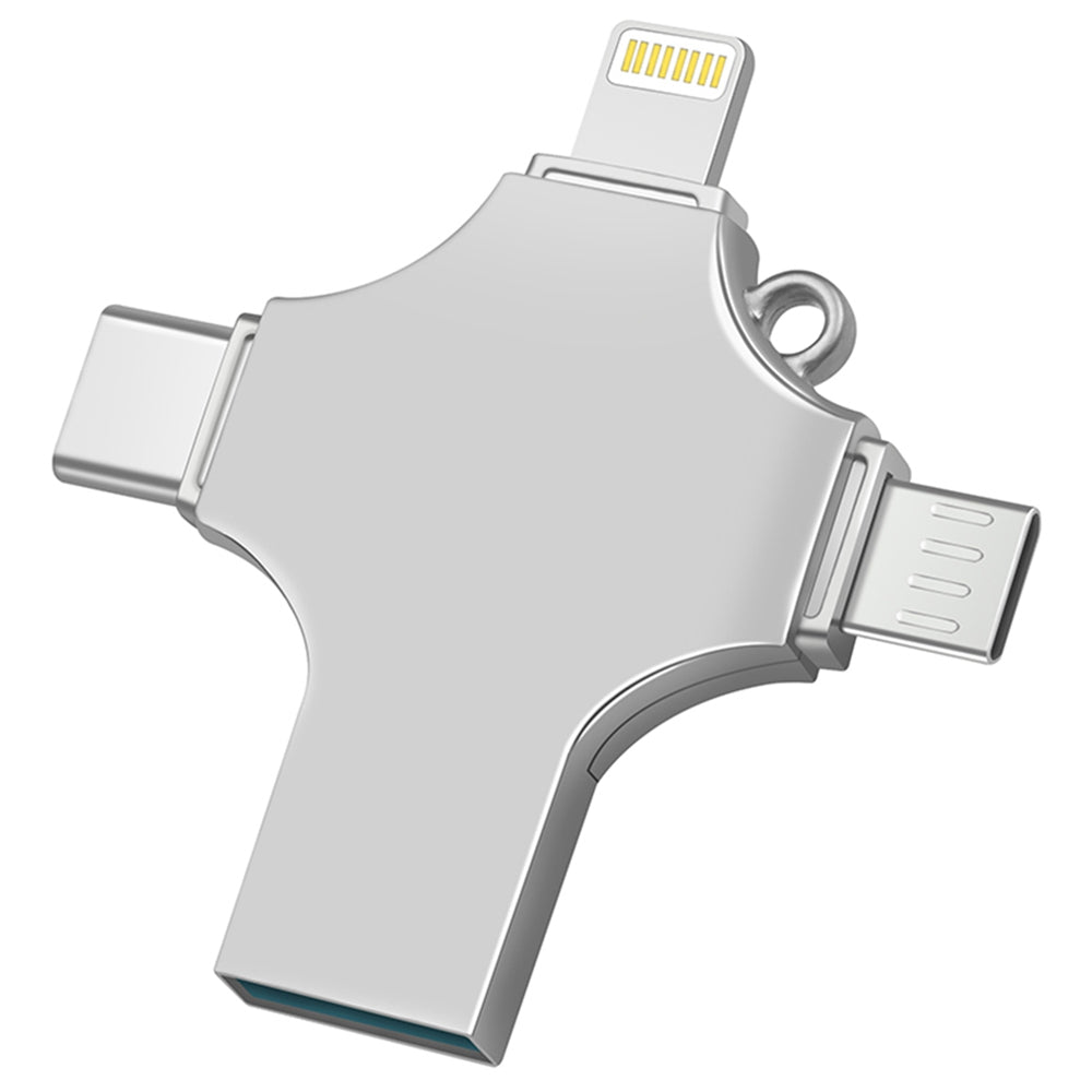 RICHWELL R-SZPM 64G 4-in-1 USB Flash Drive Phone Adapter Thumb Memory Drive for Cell Phones and Computer - Silver