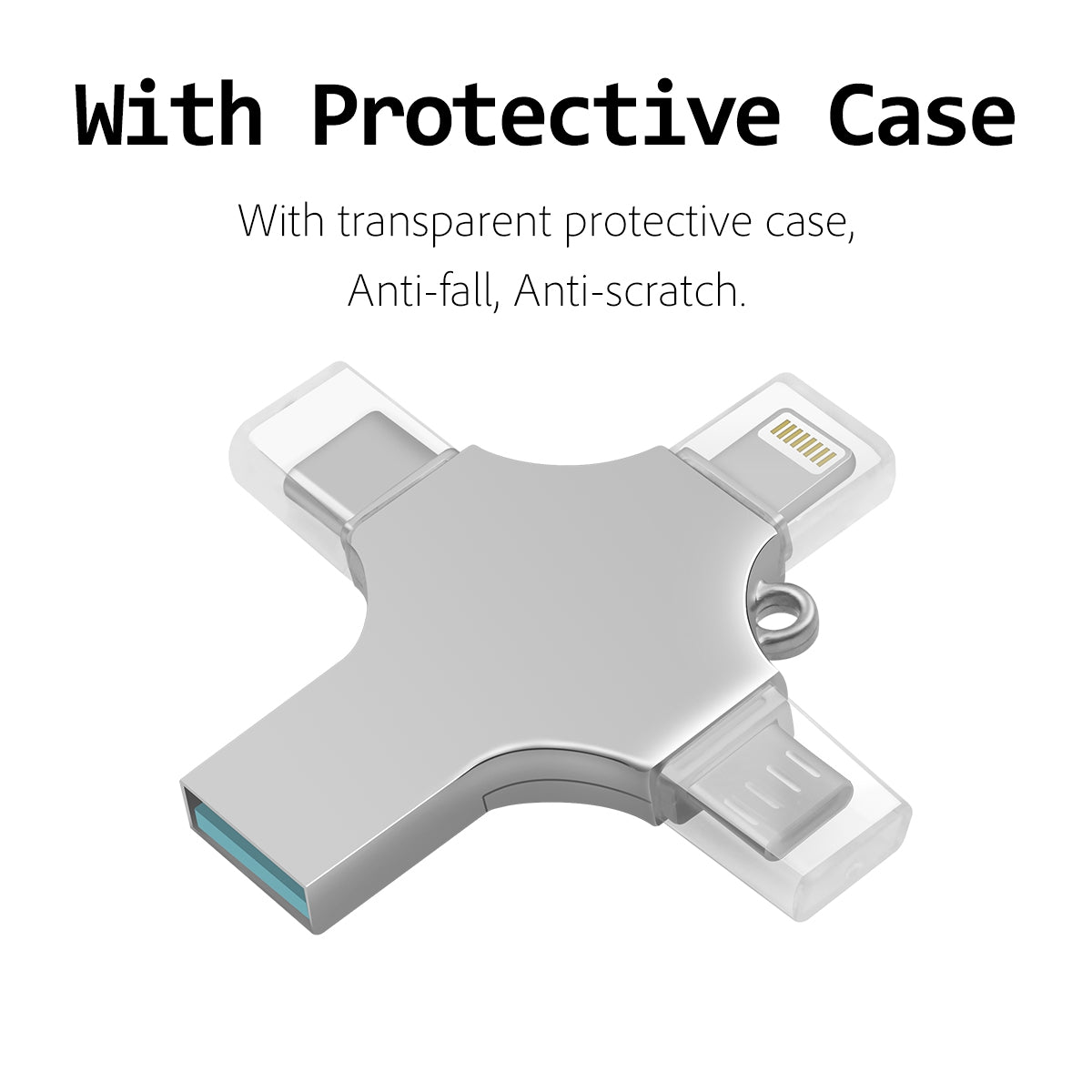 RICHWELL R-SZPM 64G 4-in-1 USB Flash Drive Phone Adapter Thumb Memory Drive for Cell Phones and Computer - Silver