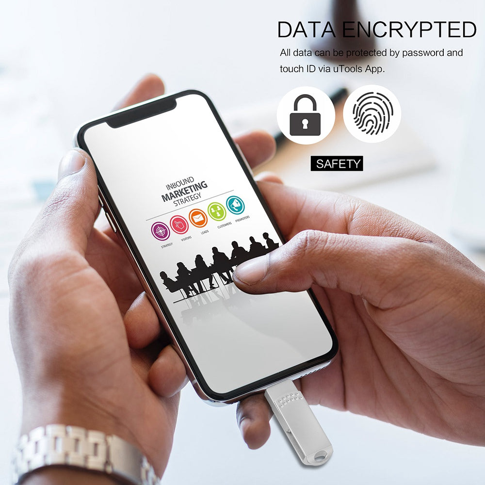 RICHWELL 64GB External Storage Mini U Disk for iPhone Android 3 in 1 Memory Stick USB 3.0 Flash Drive - Silver